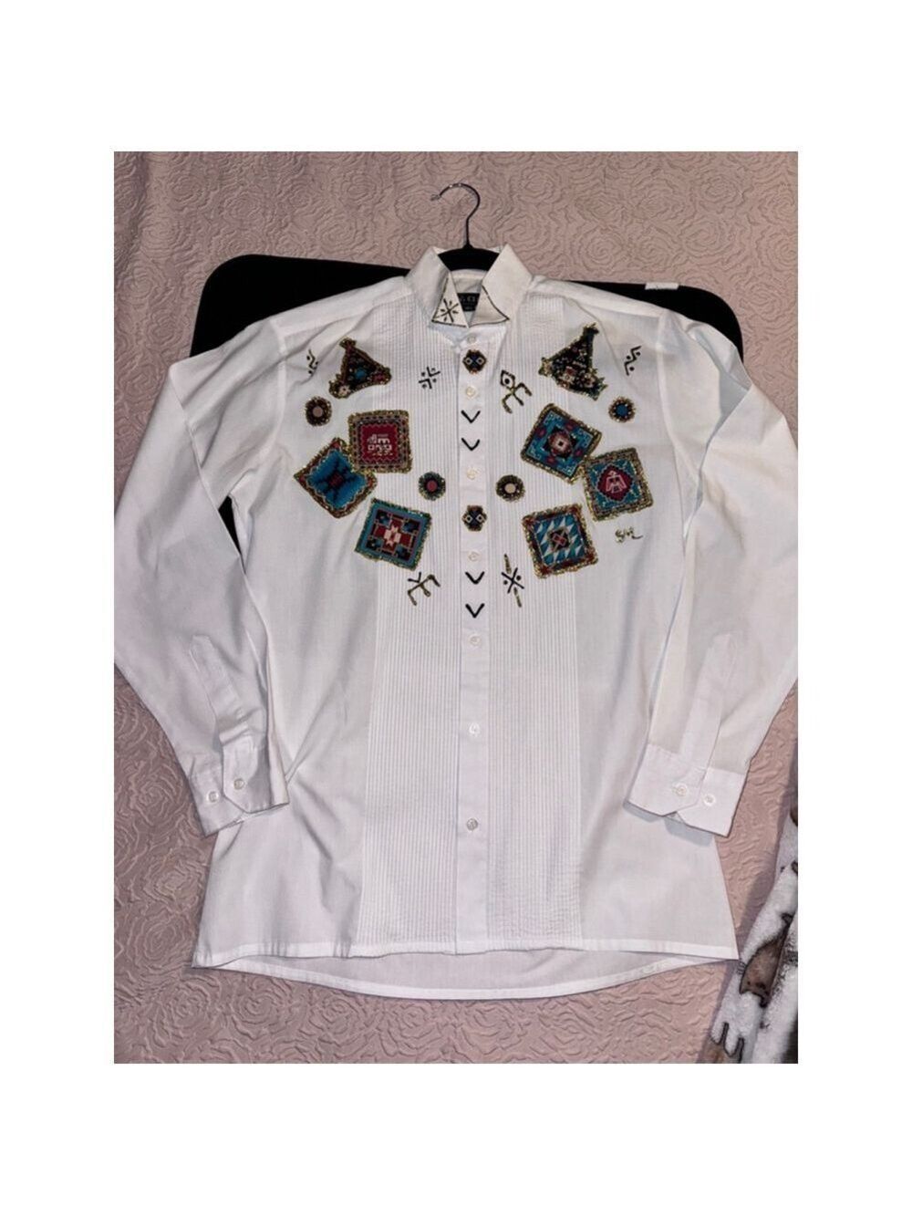 A white shirt. Mens size 14 1/2. Poly-cotton Korea decorated for what? ￼ - Picture 5 of 15
